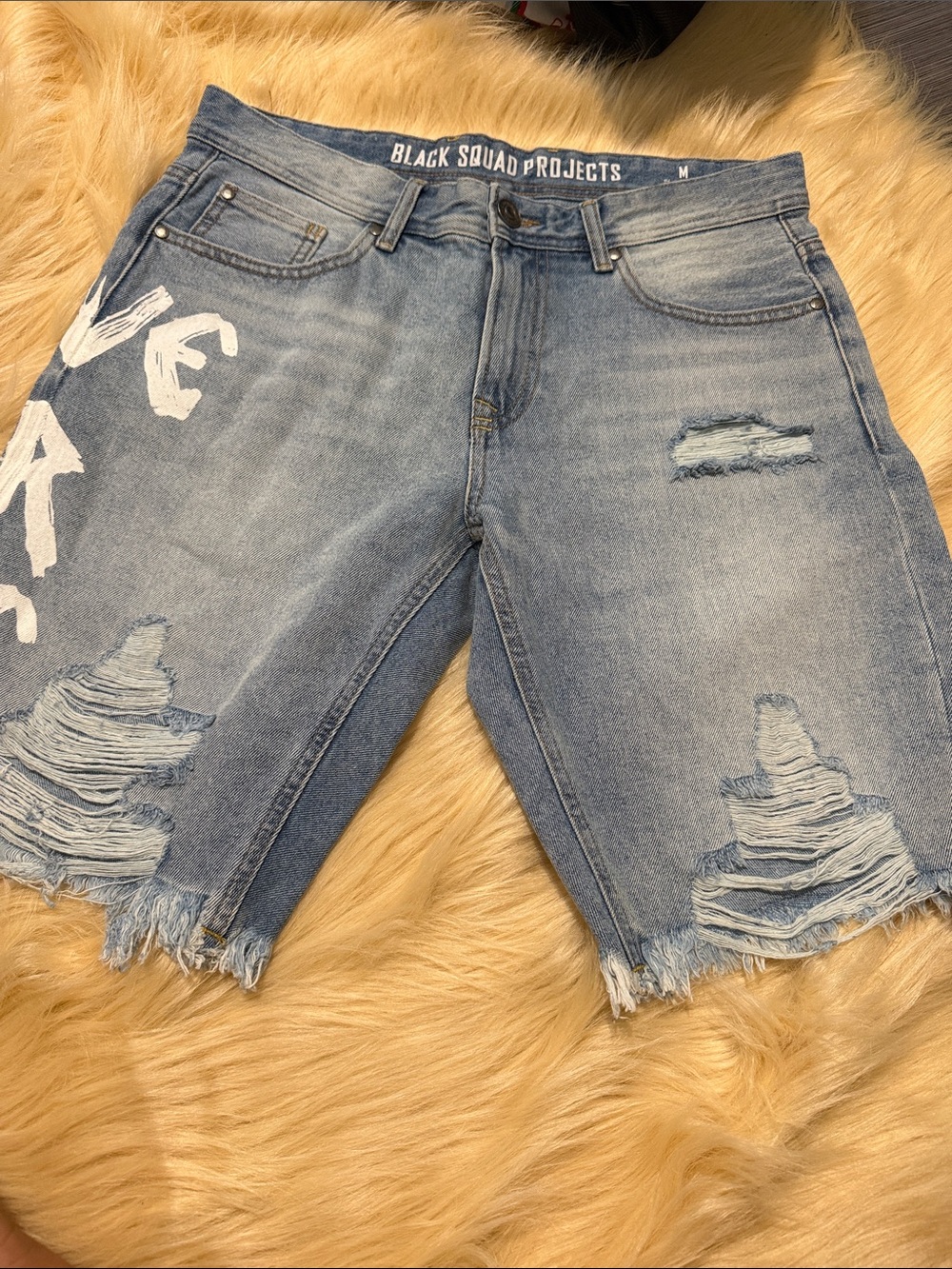 Light Blue Distressed Relaxed Jeans Shorts size M